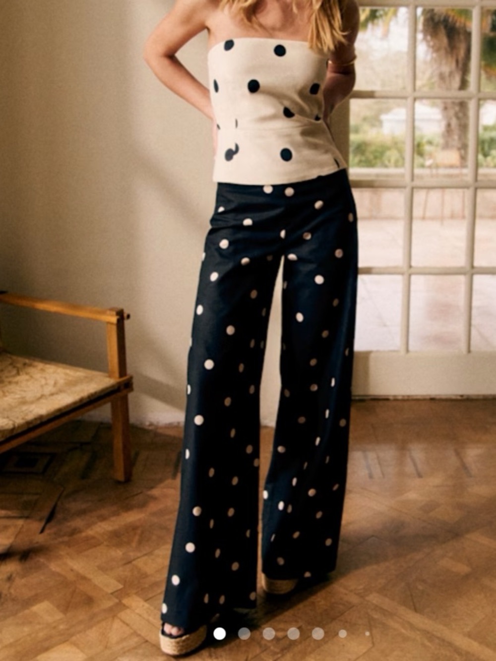 Sezane Tymo Polka Dot Linen Trousers